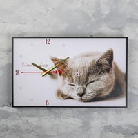 1152325 Часы-картина настенные "Серая кошка", 37*60см, Сима Ленд																				
